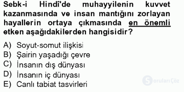 XVII. Yüzyıl Türk Edebiyatı Bahar Final 1. Soru