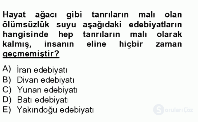 Türk Edebiyatının Mitolojik Kaynakları Bahar Final 13. Soru