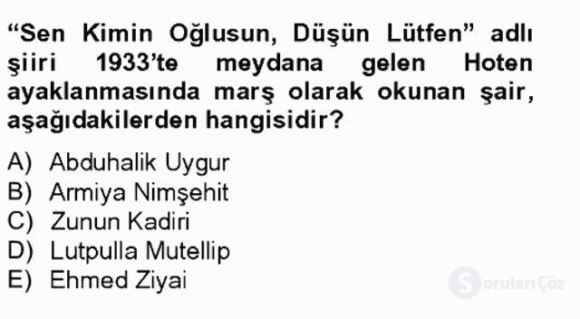 Çağdaş Türk Edebiyatları II Bahar Final 11. Soru