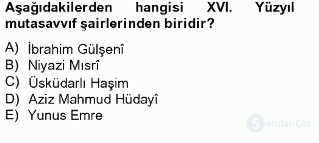 Türk İslâm Edebiyatı Bahar Final 11. Soru