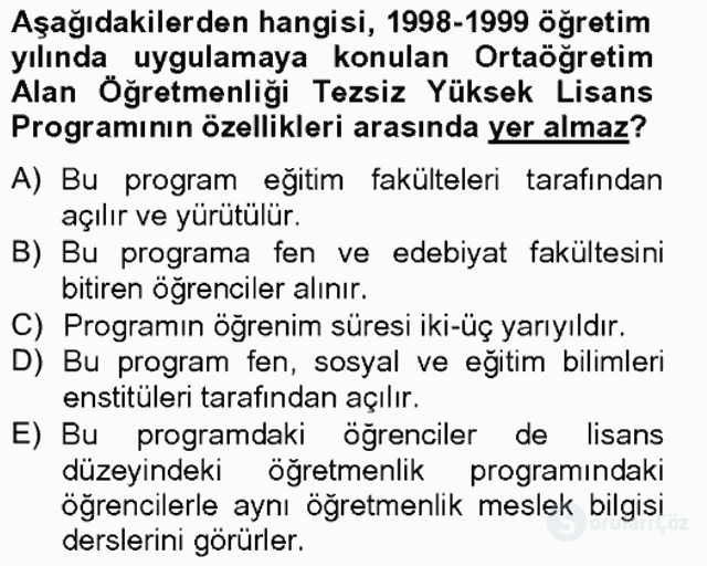 Türk Eğitim Tarihi Bahar Final 11. Soru