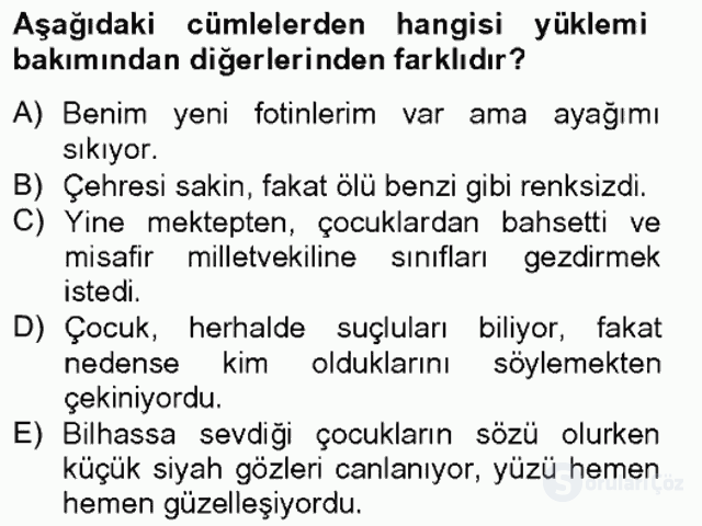 Türkçe Cümle Bilgisi II Bahar Final 4. Soru