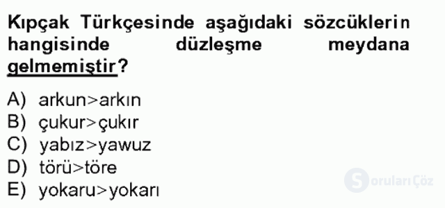 XIV-XV. Yüzyıllar Türk Dili Bahar Final 16. Soru