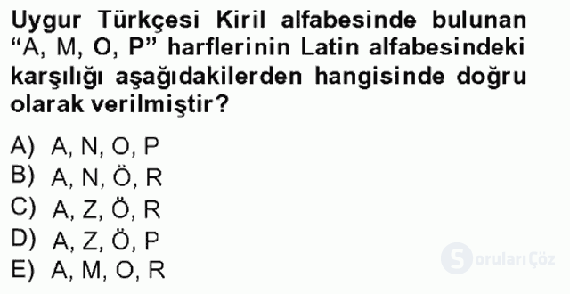 Çağdaş Türk Yazı Dilleri II Bahar Final 3. Soru