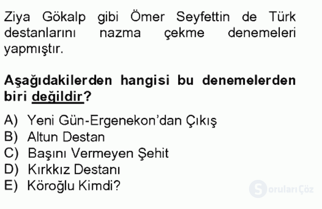 II. Meşrutiyet Dönemi Türk Edebiyatı Bahar Final 14. Soru
