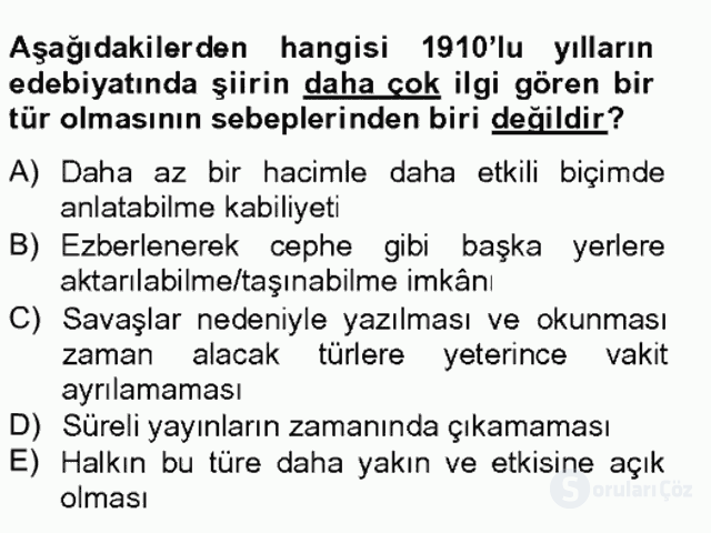 II. Meşrutiyet Dönemi Türk Edebiyatı Bahar Final 16. Soru