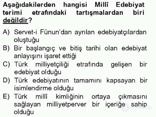 II. Meşrutiyet Dönemi Türk Edebiyatı Bahar Final 5. Soru