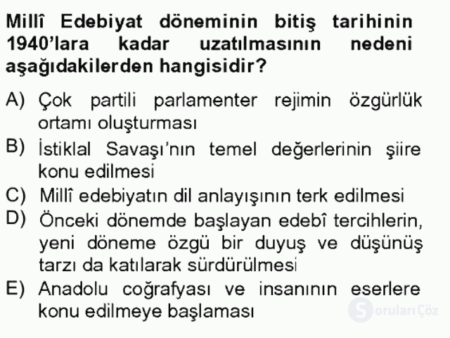 II. Meşrutiyet Dönemi Türk Edebiyatı Bahar Final 7. Soru