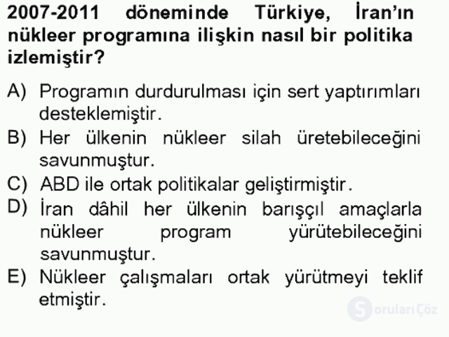 Türk Dış Politikası II Bahar Final 15. Soru