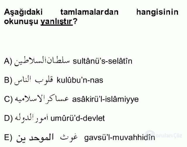 Osmanlı Türkçesi II Bahar Finali 5. Soru
