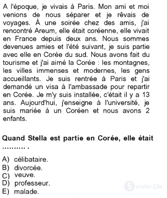 Fransızca II Tek Ders 11. Soru
