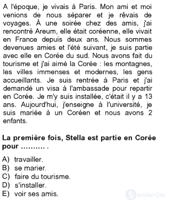 Fransızca II Tek Ders 12. Soru