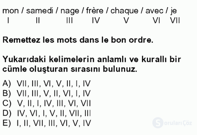 Fransızca II Tek Ders 13. Soru