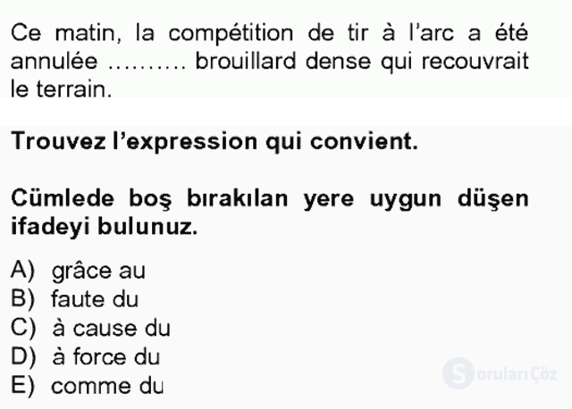 Fransızca IV Tek Ders 2. Soru
