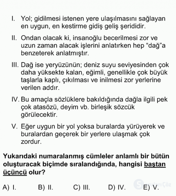 DGS Türkçe 2013 20. Soru