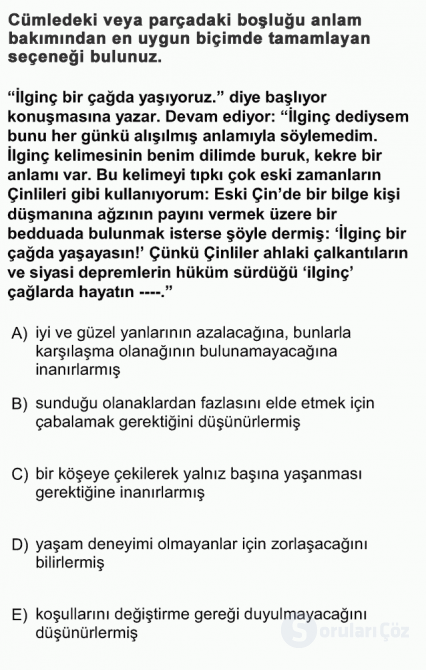 DGS Türkçe 2013 4. Soru