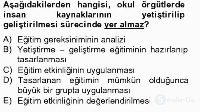 Türk Eğitim Sistemi ve Okul Yönetimi Tek Ders 12. Soru
