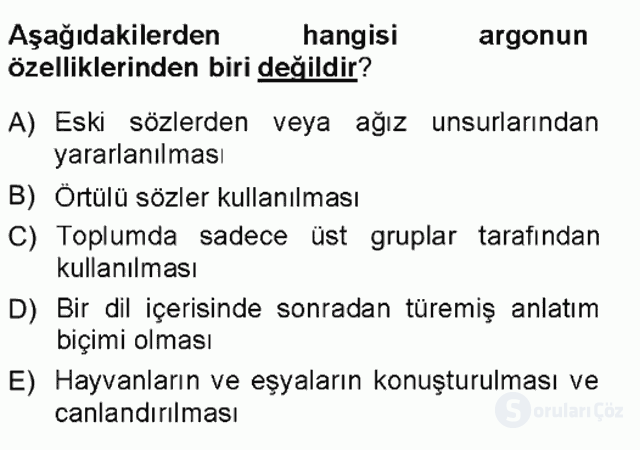 Türk Dili I Tek Ders 14. Soru