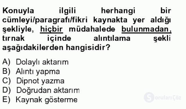 Türk Dili II Tek Ders 11. Soru