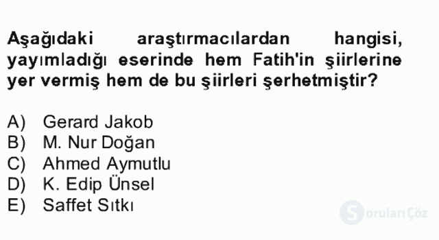 XIV-XV. Yüzyıllar Türk Edebiyatı Bütünleme 15. Soru
