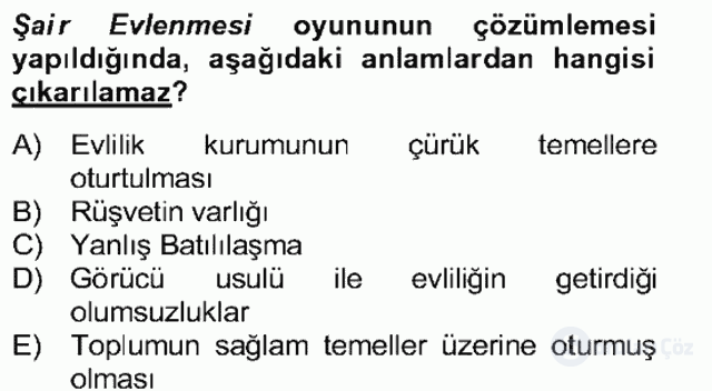 Tanzimat Dönemi Türk Edebiyatı II Bütünleme 17. Soru