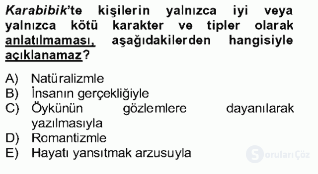 Tanzimat Dönemi Türk Edebiyatı II Bütünleme 20. Soru