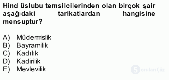 XVII. Yüzyıl Türk Edebiyatı Bütünleme 14. Soru