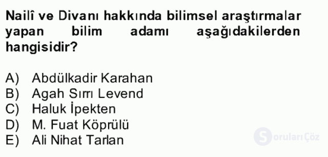 XVII. Yüzyıl Türk Edebiyatı Bütünleme 16. Soru