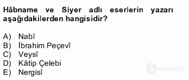 XVII. Yüzyıl Türk Edebiyatı Bütünleme 24. Soru
