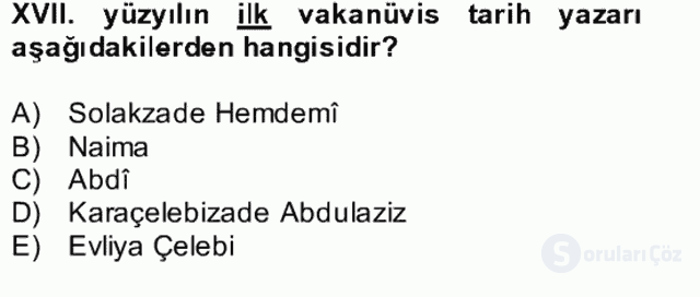 XVII. Yüzyıl Türk Edebiyatı Bütünleme 25. Soru
